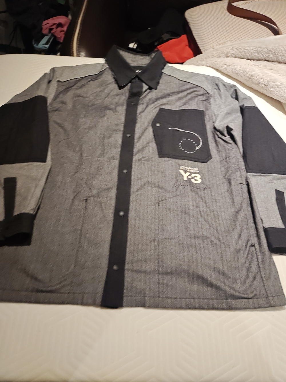 Y-3 Men’s Grey & Black Contrast Utility Jacket